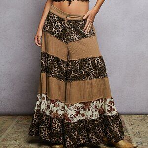 P20 - NEW IN!  GORGEOUS POL Tan, Black, Leopard Ruffle Wide Leg Pants